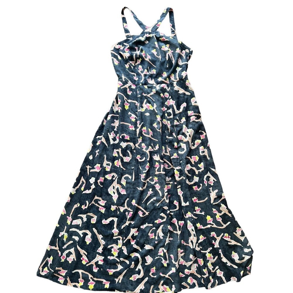 CAbi Dress Women's Size 4 Blue Watercolor Print‎ Aurora Paradise Maxi Halter - Picture 5 of 14